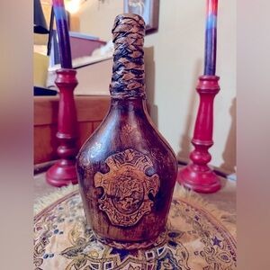 Vintage Mud Century Italian Decanter, Brown Leather, Collectible Bottle